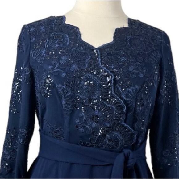 Alex Evenings New Cocktail Dress Sequin V-neck 3/4 Sleeves Women’s Plus Size 14W - Picture 9 of 16